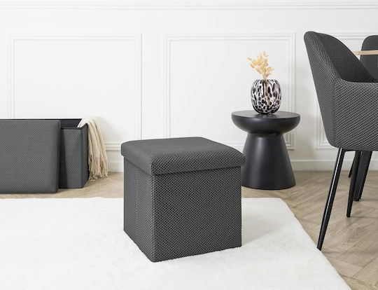 Stool For Living Room With Storage Space Upholstered with Fabric Grey 38x38x38cm