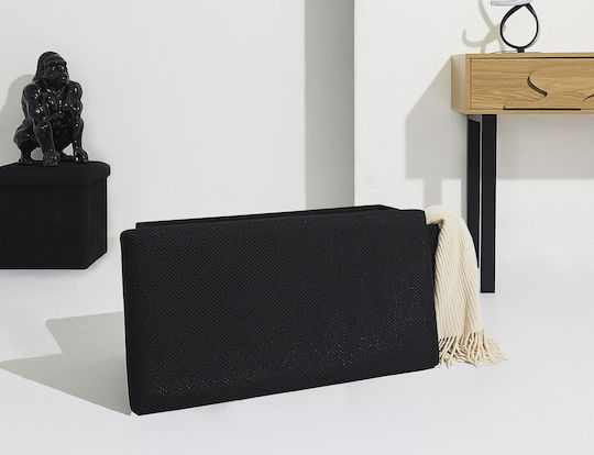 Bench Stool With Storage Space Upholstered With Black Fabric 76x38x38cm