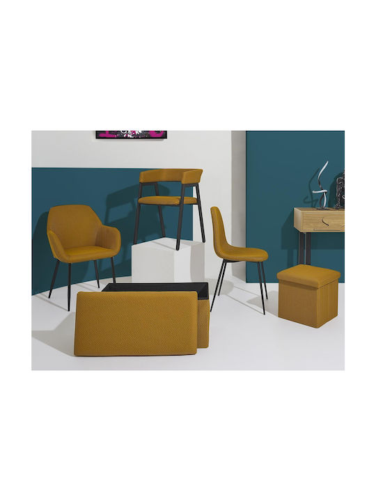 Bankhocker Mit Stauraum Gepolstert Mit Stoff Gelb 76x38x38cm