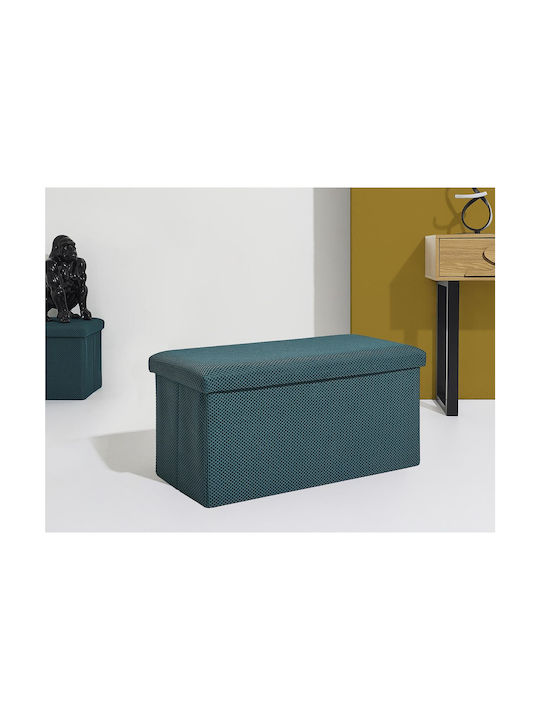 Bench Stool With Storage Space Upholstered With Blue Fabric 76x38x38cm