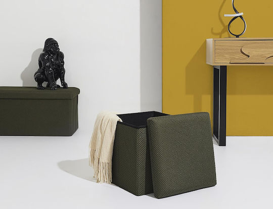 Hocker Für das Wohnzimmer Mit Stauraum Gepolstert mit Stoff Khaki 38x38x38cm
