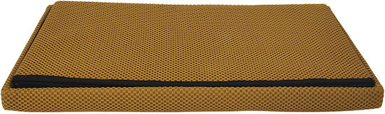 Bench Stool With Storage Space Upholstered In Yellow Fabric 76x38x38cm