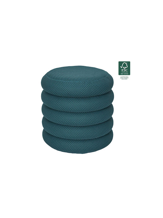 Stool For Living Room With Storage Space Upholstered with Fabric Blue