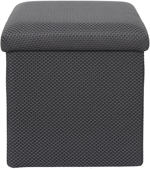 Stool For Living Room With Storage Space Upholstered with Fabric Grey 38x38x38cm