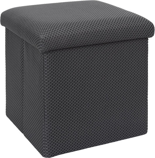 Stool For Living Room With Storage Space Upholstered with Fabric Grey 38x38x38cm