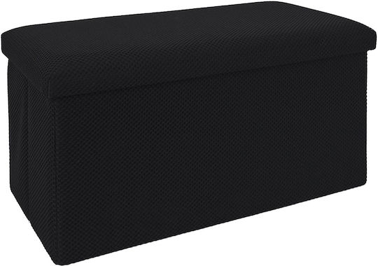 Bench Stool With Storage Space Upholstered With Black Fabric 76x38x38cm