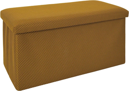 Bench Stool With Storage Space Upholstered In Yellow Fabric 76x38x38cm