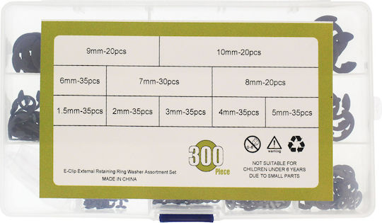 Set E-clip Type Slide-in Linch Pins 10 Different Sizes 300 Pieces Oem