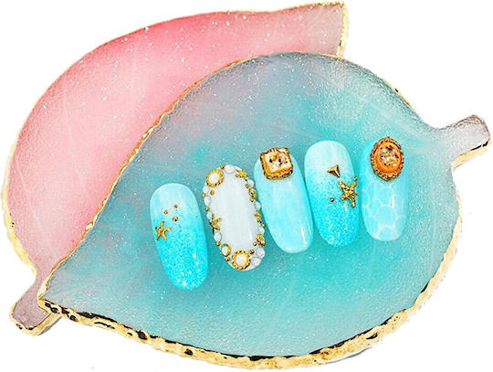 Base Mixing Palette Leaf Shape Marble Effect Petrol
