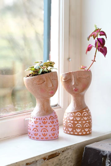 Plant Pots Resin Female Figure 14.8x15.6x28cm Orange Kaeming