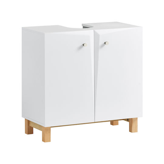 SoBuy Waschtisch mit Waschbecken & Spiegel L30xB30xH60cm Weiß