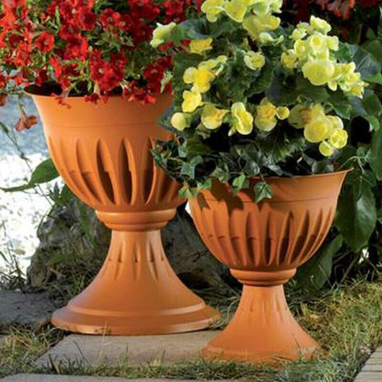 Ανθοστήλη Γλάστρα Ø33x35cm Πλαστική 8lt Κεραμιδί Calice Alba Bama Ιταλίας