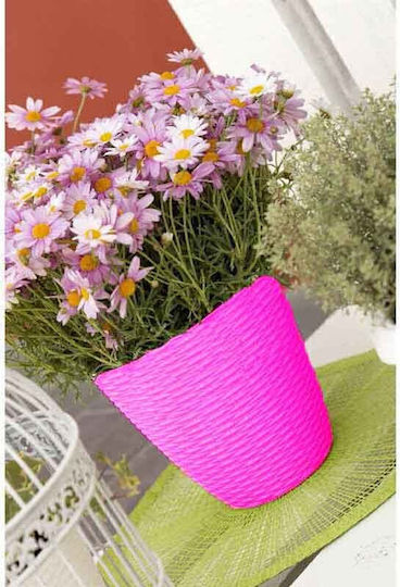 Round Plastic Plant Pot Wicker Design Fuchsia Bama Italy Round Plastic Plant Pot Wicker Design Fuchsia Bama Italy