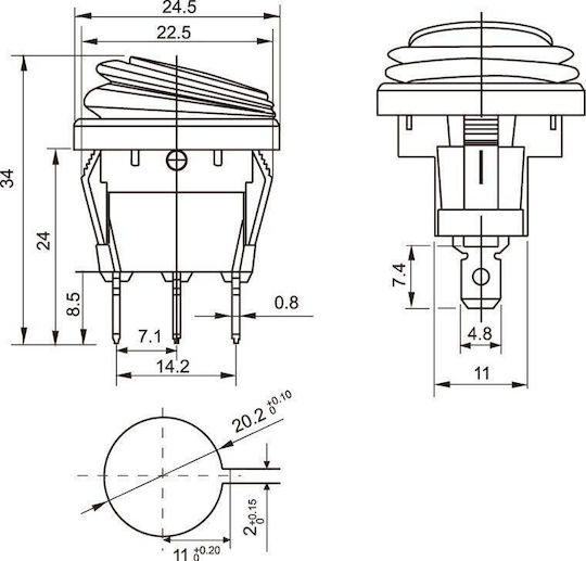 Fl3-kcd1-101-6 Превключвател Rocker Осветен Kal Electronics