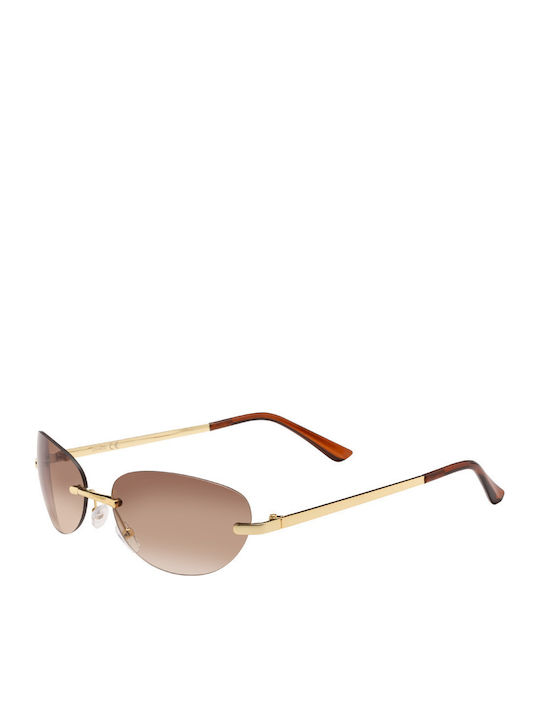 Arno Unisex Sonnenbrillen mit Gold Metallisch Rahmen und Braune Farbe Gläser