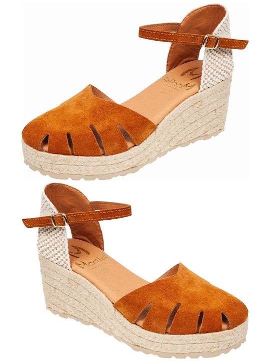 Women's Suede Platform Espadrilles Tabac Brown