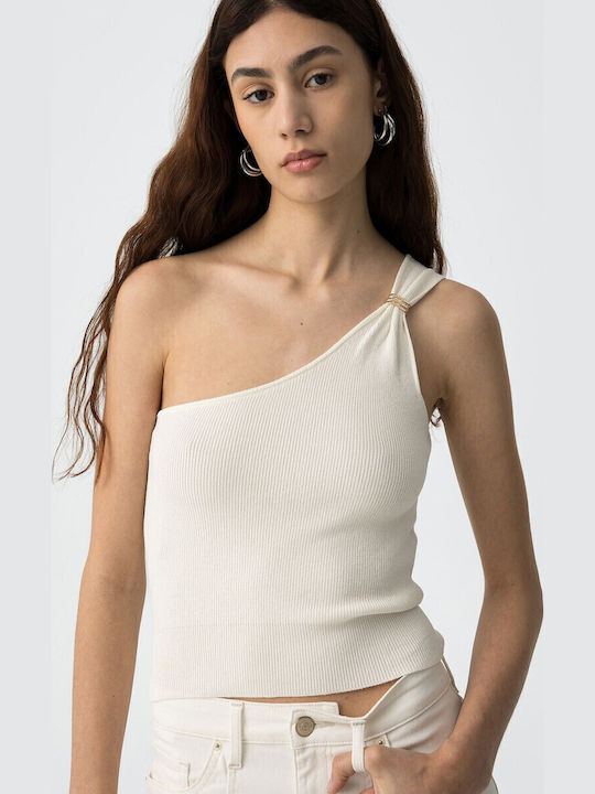 Women's Blouse with One Shoulder Ecru