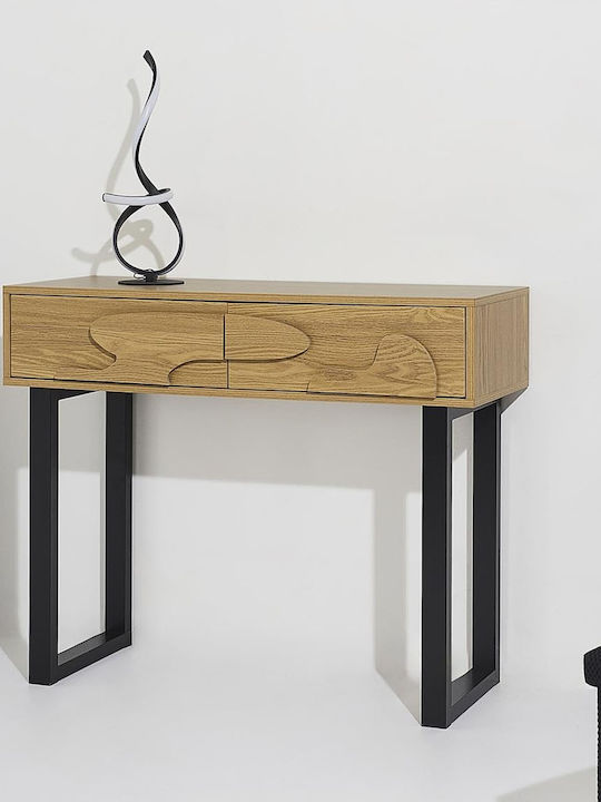 Calypso Console Table Wood & Metal with Mirror Wood Shade L100xW35xH80cm