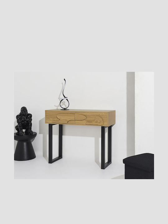 Calypso Console Table Wood & Metal with Mirror Wood Shade L100xW35xH80cm