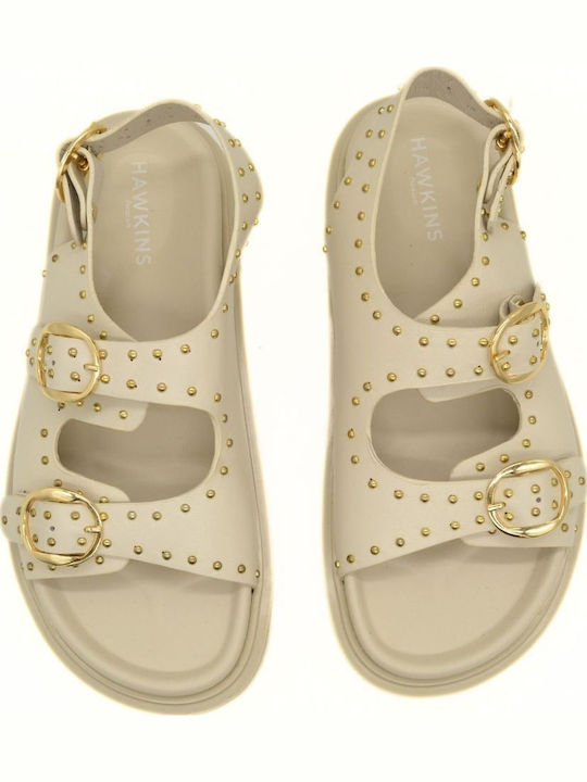 Кожени Дамски Сандали Бежови 25755 Beige Lt Gold