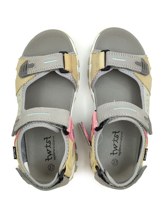 Δερμάτινα Γυναικεία Ανατομικά Σανδάλια Sporty Multi Grey