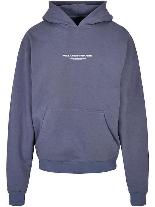 Μακρύ Γυναικείο Φούτερ με Κουκούλα Vintage Blue