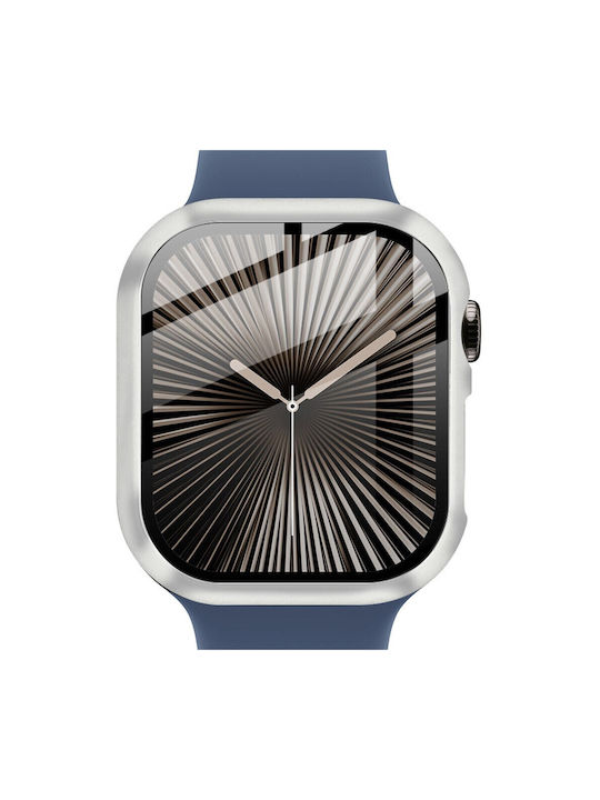 Apple Watch Serie 10/46 mm Imak Tragbare Hülle Schutzfolie Silber