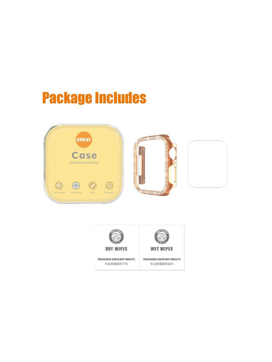 Apple Watch Series 7 8 9 41mm Enkay Θήκη Προστασία Οθόνης Rose Gold