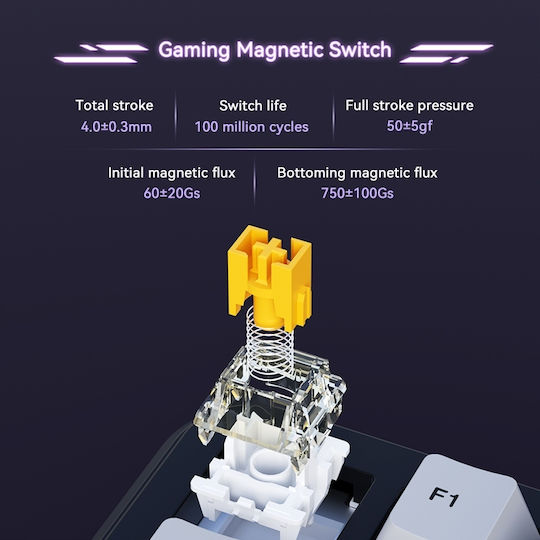 Ajazz AK820 Max Gaming Μηχανικό Πληκτρολόγιο 75% με Magnetic διακόπτες και RGB φωτισμό (Αγγλικό US)