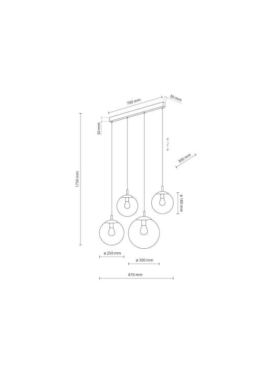 TK Lighting Κρεμαστό Φωτιστικό Πολύχρωμο Ράγα 87εκ.