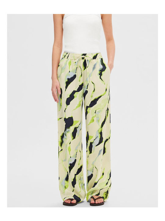 Dama Tesatura Pantaloni cu Elastic cu Croială Normală Birch