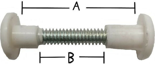 Furniture Connection Screw with Plastic Cover 1/4" Diameter 6mm Female Cap White 48-52mm A 28-36mm B 12mm C 8mm D 40mm E 4 Pieces