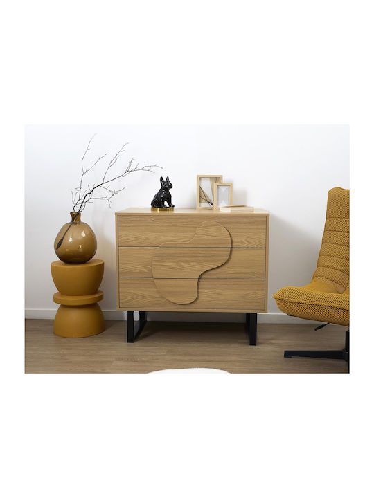 Bufet din Lemn & Metal cu Sertare Maro 90x49x79cm