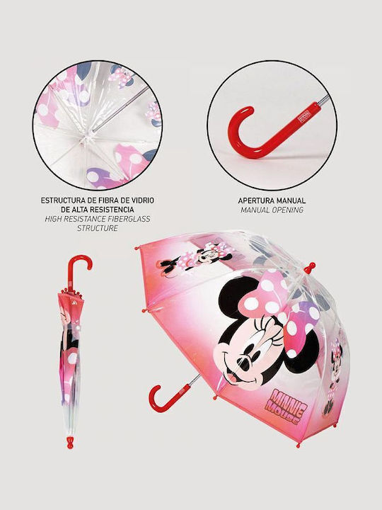 Cerda Παιδική Ομπρέλα Μπαστούνι Disney Minnie Mouse Πολύχρωμη με Διάμετρο 45εκ.