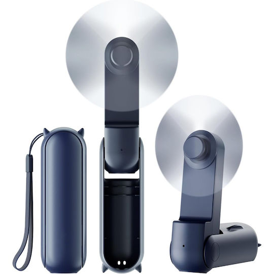 Ultra Portabil 3 În 1 Ventilator De Mână Birou Gât 3 Viteze Pliabil Baterie Portabilă 2000mah 20h Autonomie Skdr Airmini Albastru