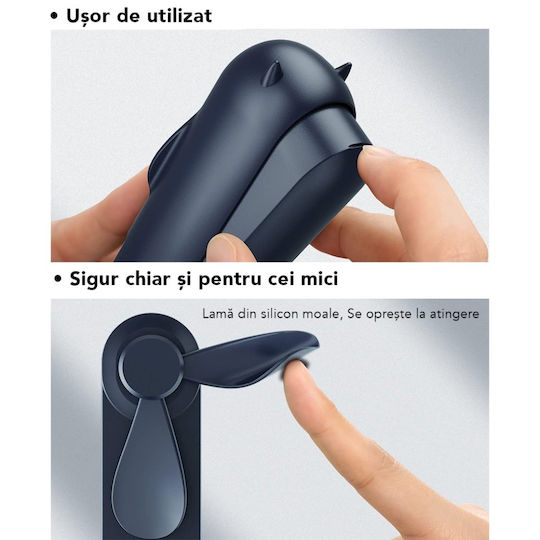 Ultra Portabil 3 În 1 Ventilator De Mână Birou Gât 3 Viteze Pliabil Baterie Portabilă 2000mah 20h Autonomie Skdr Airmini Albastru