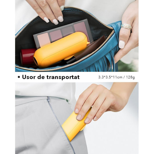 Ultra Portabil 3 În 1 Ventilator De Mână Birou Gât 3 Niveluri Viteză Pliabil Baterie Portabilă 2000mah 20h Autonomie Skdr Airmini Portocaliu