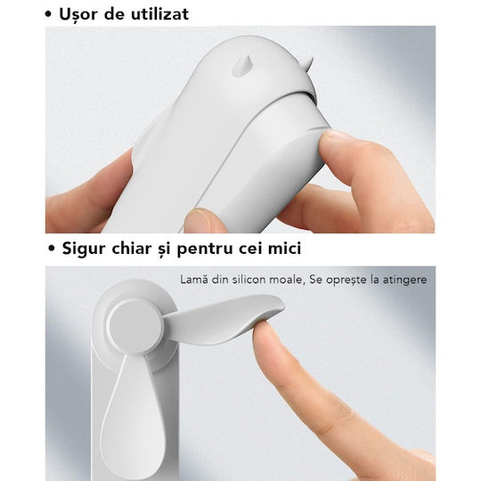 Ultra Portabil 3 În 1 Ventilator De Mână Birou Gât 3 Niveluri De Viteză Pliabil Baterie Portabilă 2000mah Autonomie 20h Skdr Airmini Alb