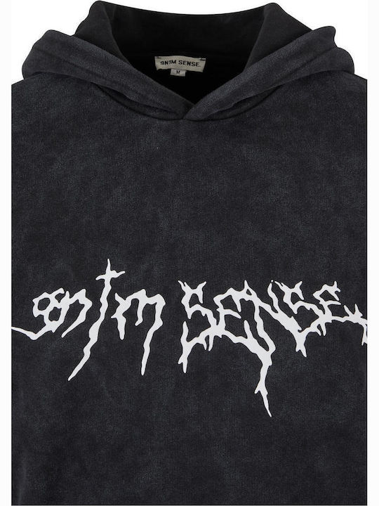 Φούτερ με Κουκούλα Washed Black