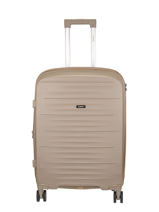 Xplorer Mittlerer Hartgepäckkoffer Beige mit 4 Rädern Höhe 65cm
