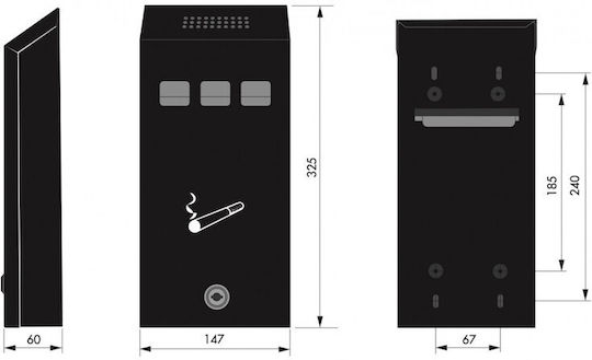 Wall Ashtray 147x325x60 2 Keys Thirard 00012238
