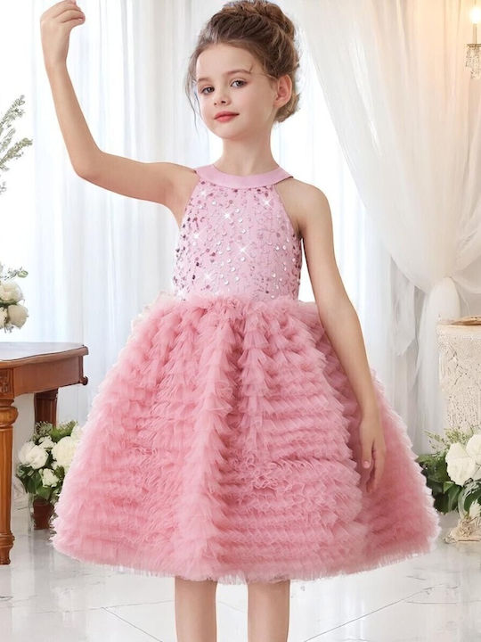 Kinderkleid Ärmellos mit Pailletten Dusty Pink