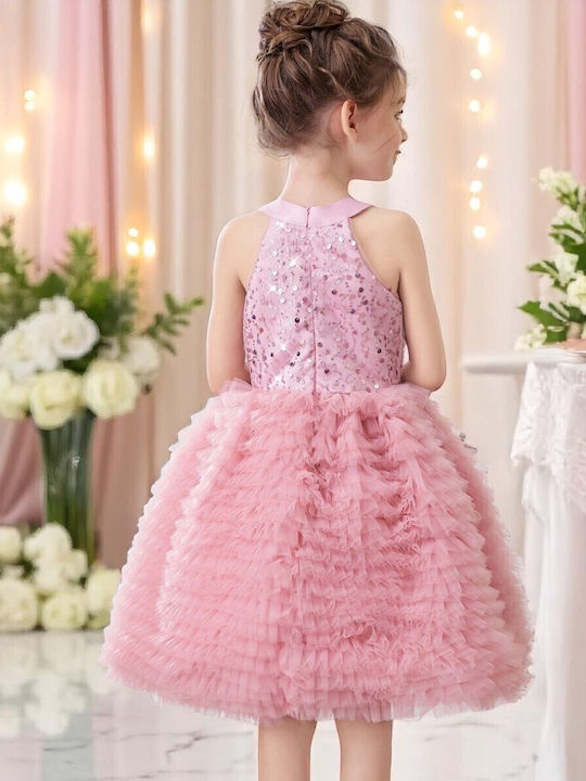 Kinderkleid Ärmellos mit Pailletten Dusty Pink