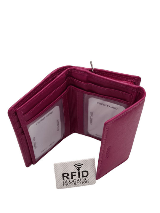 Klein Leder Damen Geldbörse mit RFID Fuchsie