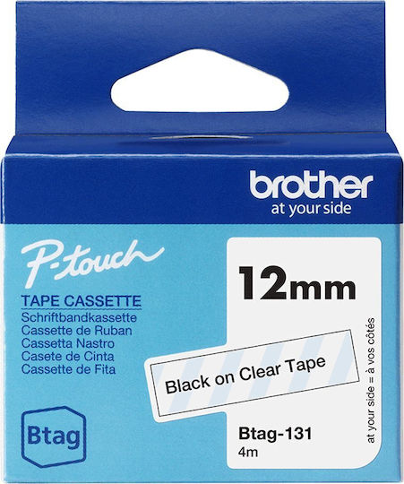 Brother Ταινία Ετικετογράφου 4m x 12mm σε Μαύρο Χρώμα