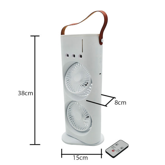 Uncle George Mini Fan USB Rechargeable with Water and Lighting 10W White