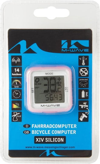 M-Wave XIV Silicone Waterproof Wireless Bicycle Computer Pink