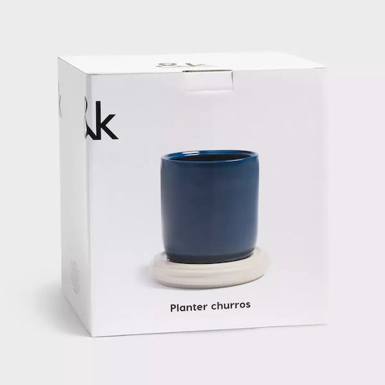 &Klevering Planter Ceramic Blue 25x25x24.5cm.