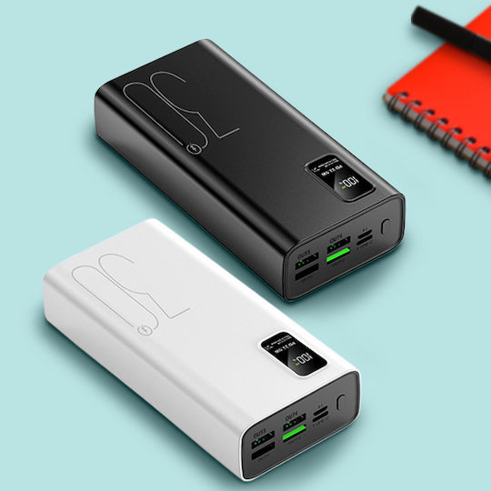 ET-Q8 Power Bank 30000mAh 22.5W with 4 USB-A Ports and USB-C Port Power Delivery White