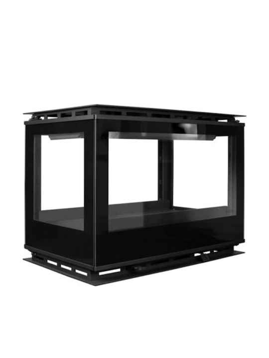 Bellido Llama Cristal 80 Kaminofen Kassette Holz 10.6kW Gebogen mit Schranktüren